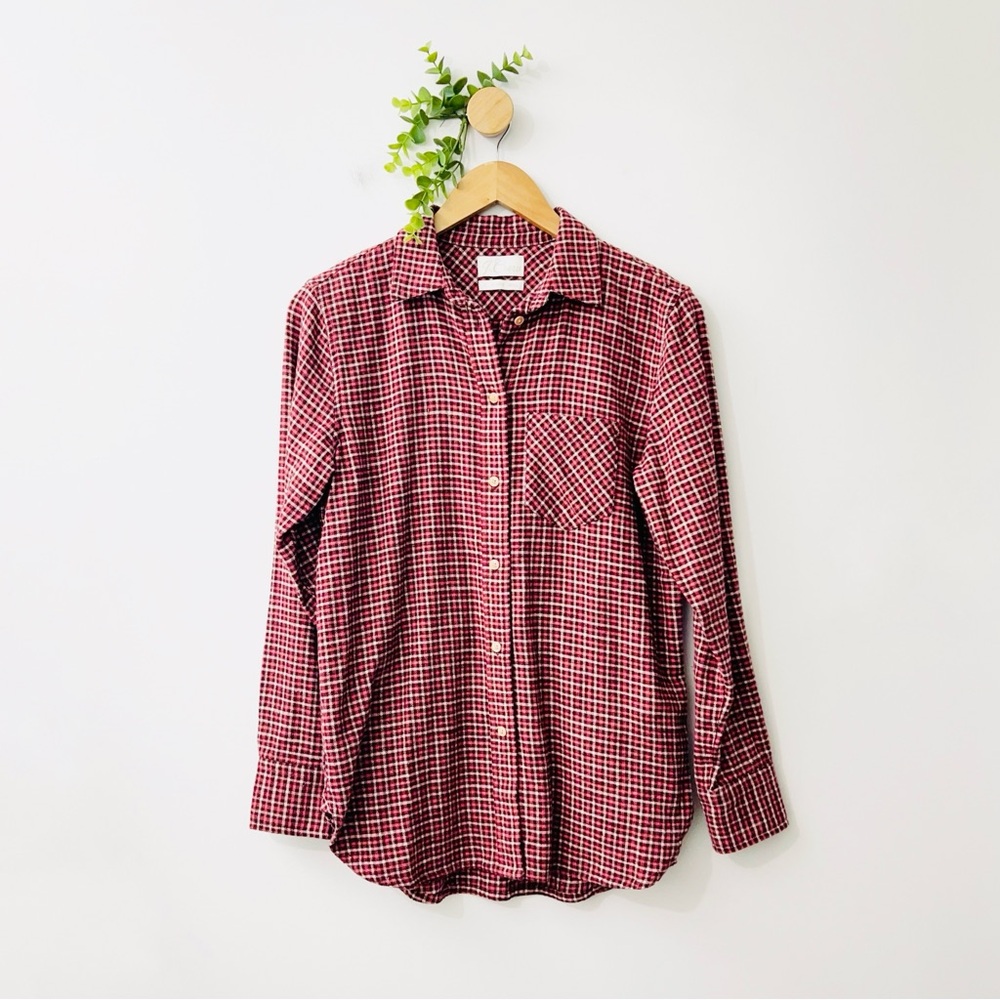 J Crew Classic Fit Prairie Check Button Down Flannel Shirt